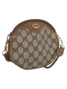 Authentic GUCCI GG Supreme Shoulder Bag PVC Beige Gold